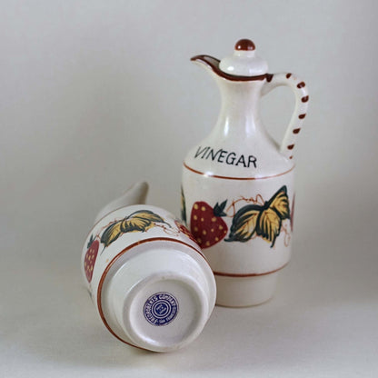 Fred Roberts Company San Francisco MADE IN JAPAN CRUET SET Decorated with Strawberries Circa 1950s