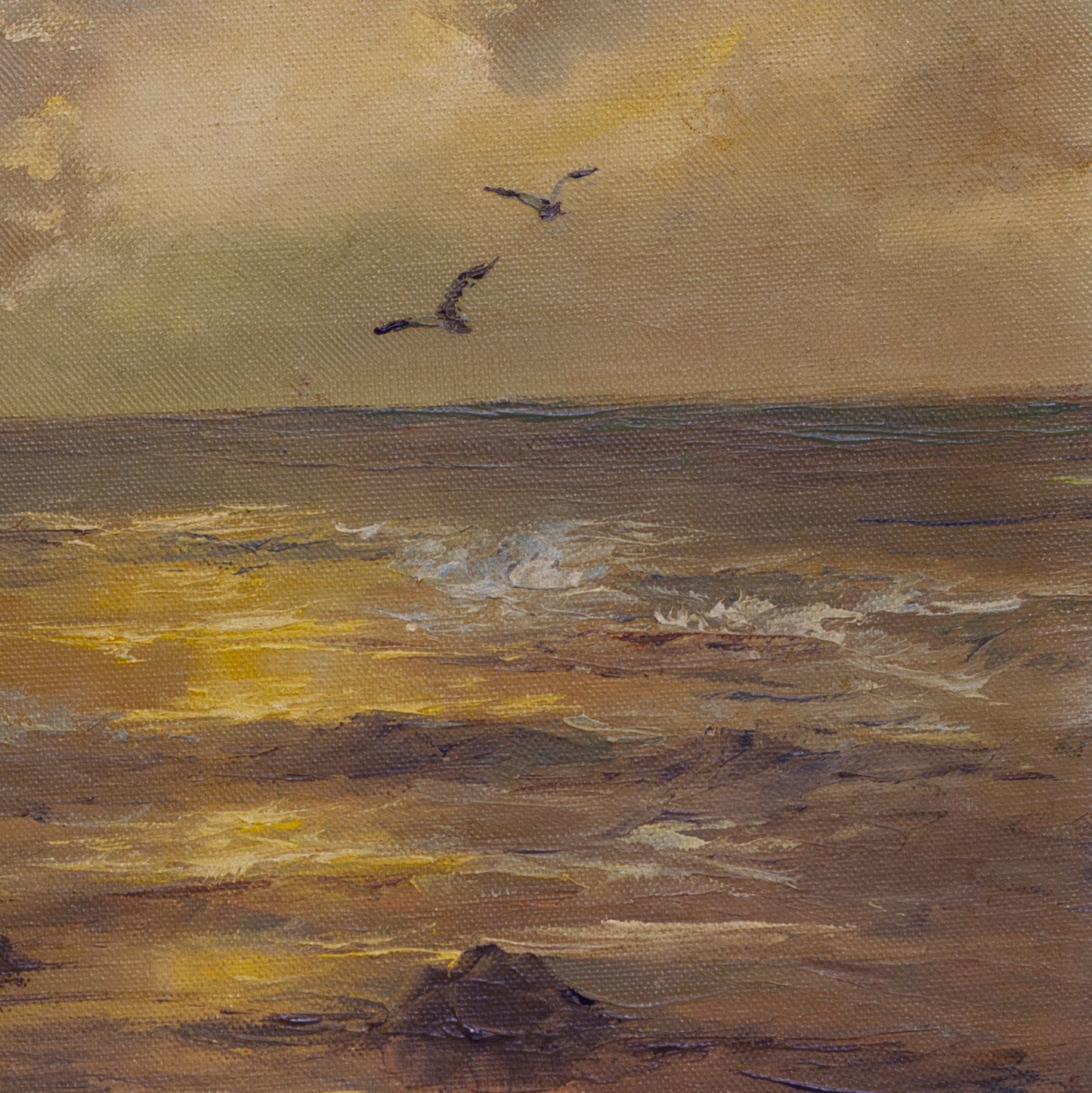 Original Oil Painting of North Sea in Europe Seascape by Gertrude Grigorov