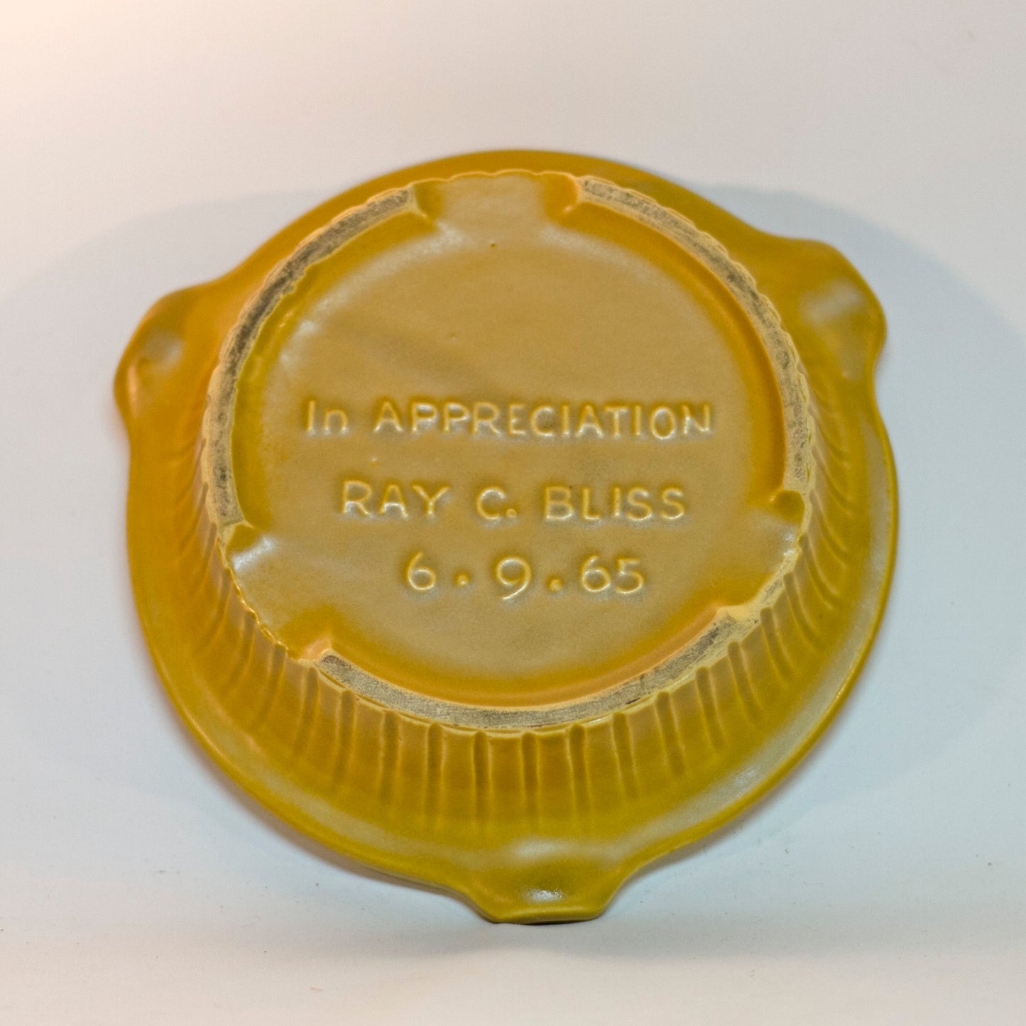 OHIO REPUBLICAN PARTY Commemorative RAY C. BLISS Stoneware Ashtray Circa 1965