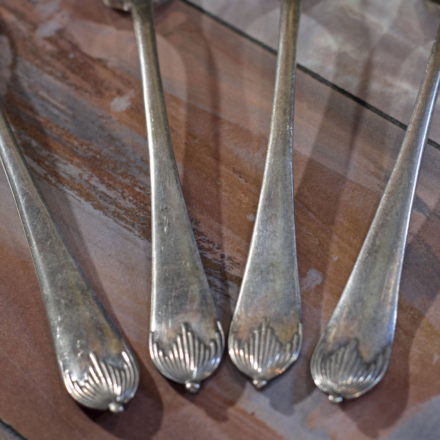 GEORGIAN SILVER PLATE DINNER FORKS by Mappin & Webb Set of Four (4)