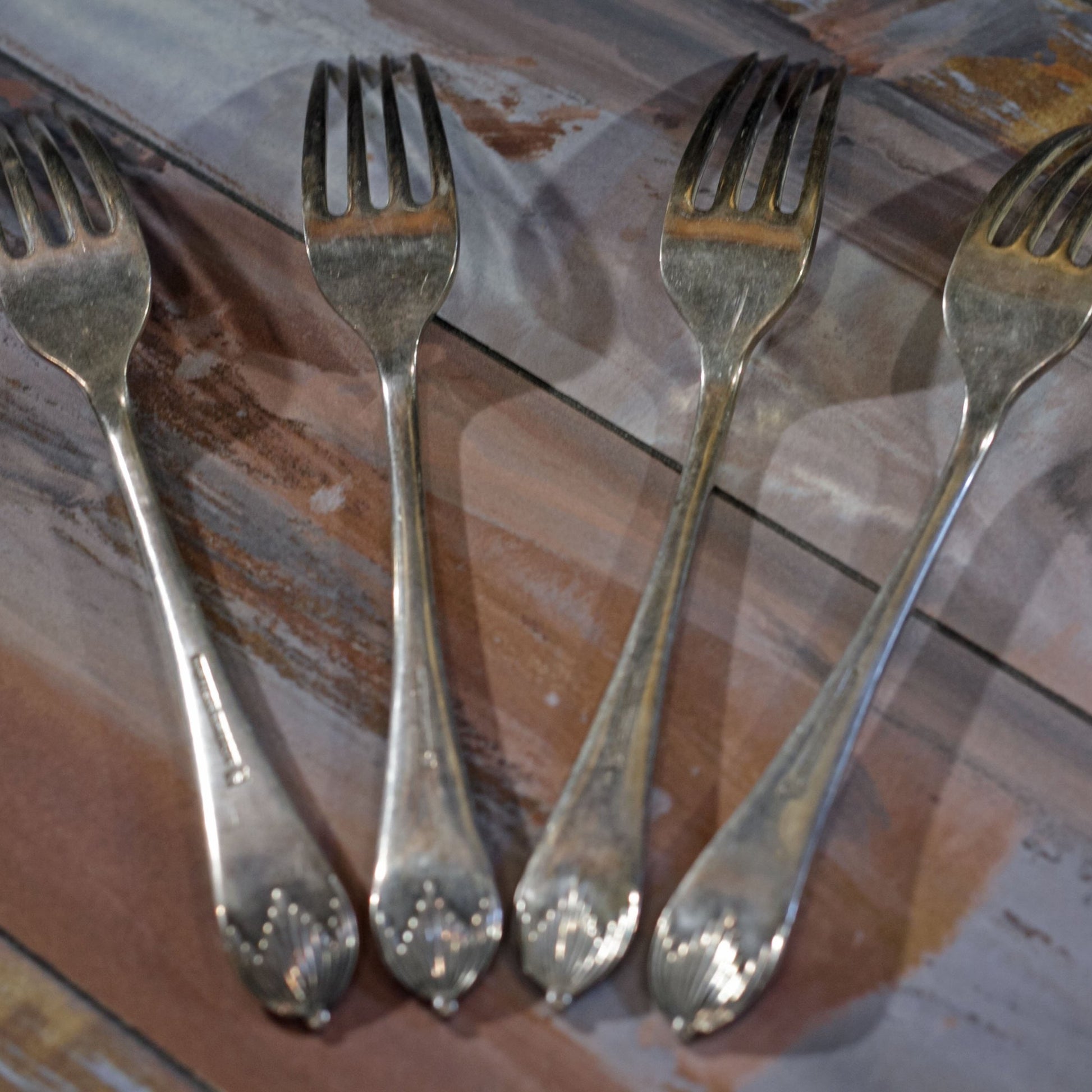 GEORGIAN SILVER PLATE DINNER FORKS by Mappin & Webb Set of Four (4)
