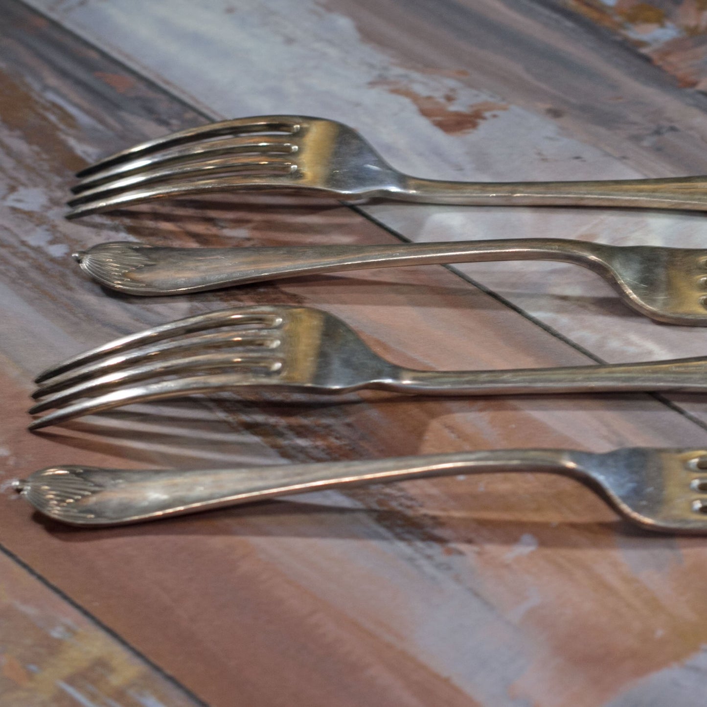 GEORGIAN SILVER PLATE DINNER FORKS by Mappin & Webb Set of Four (4)