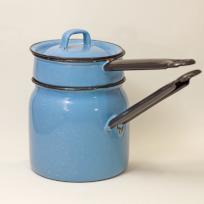 GRANITE WARE DOUBLE BOILER Gorgeous Robin Egg Blue with White Specks