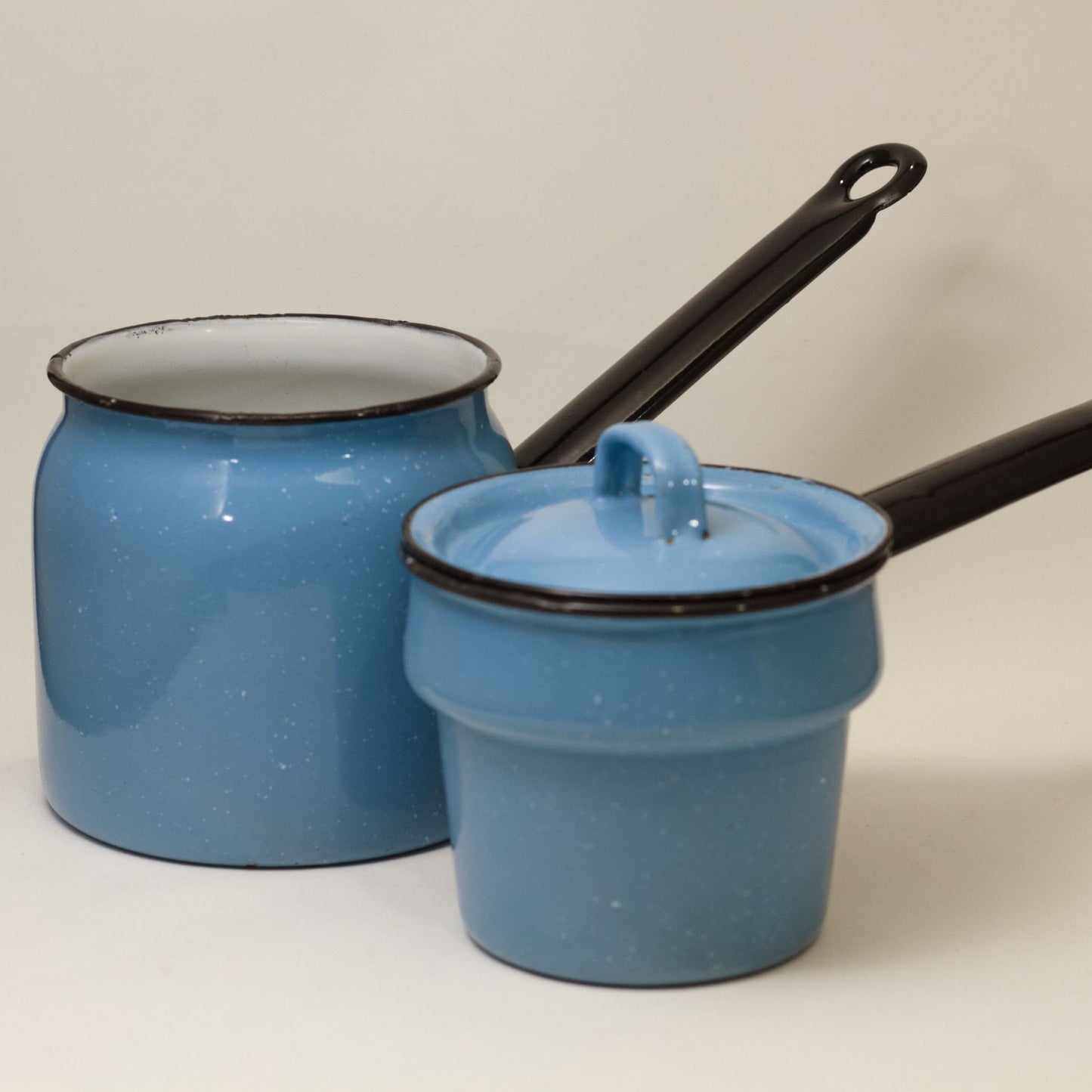 GRANITE WARE DOUBLE BOILER Gorgeous Robin Egg Blue with White Specks