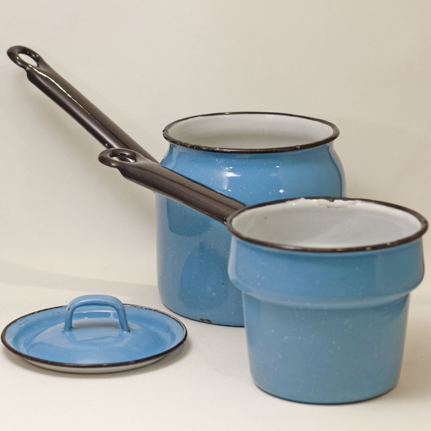 GRANITE WARE DOUBLE BOILER Gorgeous Robin Egg Blue with White Specks