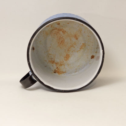 Antique GRANITE WARE 16-OUNCE CUP Vintage Blue and White Speckled