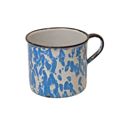 Antique GRANITE WARE 12-OUNCE CUP Vintage Blue and White Swirl