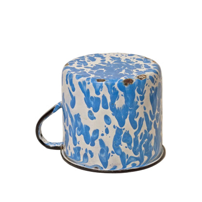 Antique GRANITE WARE 12-OUNCE CUP Vintage Blue and White Swirl