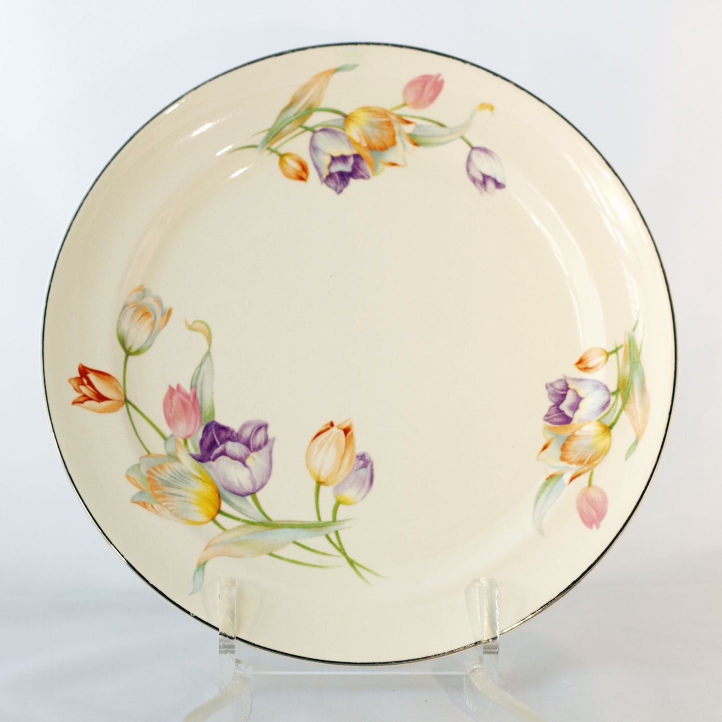 Hall Pottery Mid-Century Tulip Pattern Dinner Plates (Set of 2) Discontinued