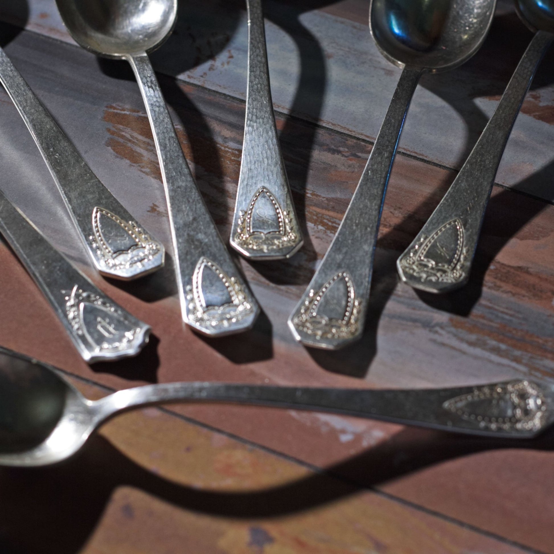 HERALDIC SILVER PLATE SERVING SPOONS by Rogers Brothers Set of Six (6)