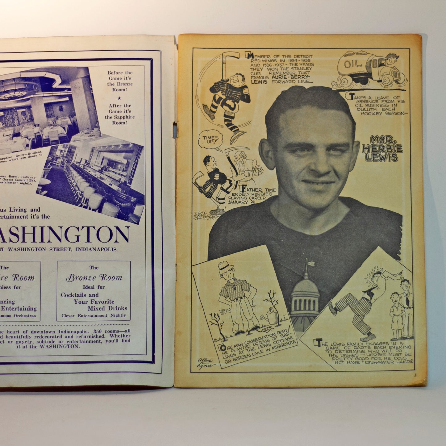 Rare 1940-41 INDIANAPOLIS CAPITALS Hockey Preview Program Coach Herbie Lewis
