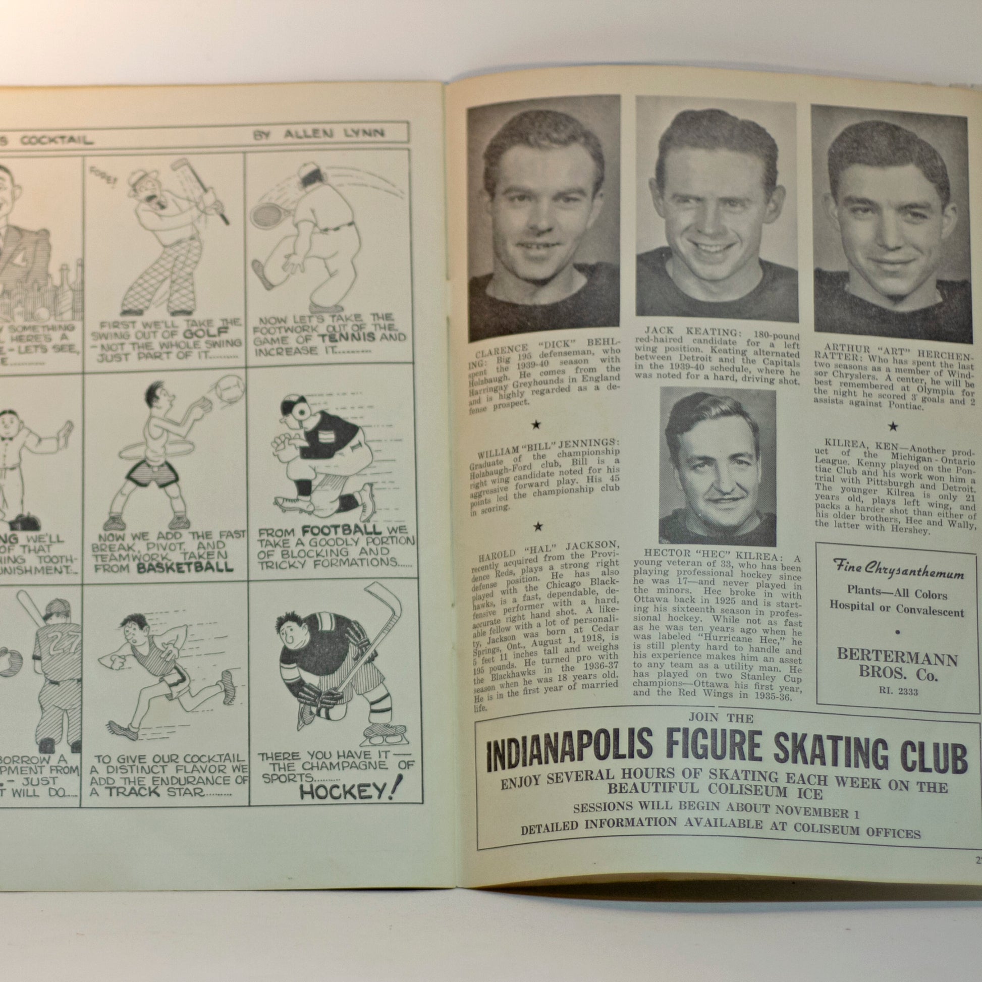 Rare 1940-41 INDIANAPOLIS CAPITALS Hockey Preview Program Player Photos Stats