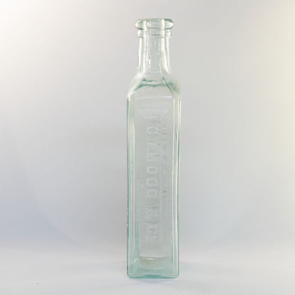 HOOD'S SARSAPARILLA APOTHECARIES Aqua Glass Bottle Lowell Massachusetts Circa 1878 - 1922