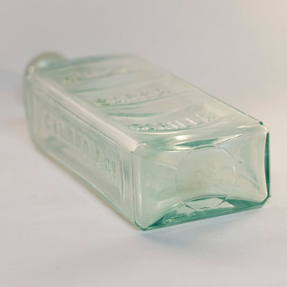 HOOD'S SARSAPARILLA APOTHECARIES Aqua Glass Bottle Lowell Massachusetts Circa 1878 - 1922