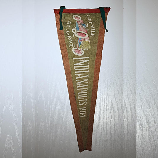 1914 INDIANAPOLIS 500 RACE PENNANT 500-Mile Auto Race Original Felt Flag Souvenir