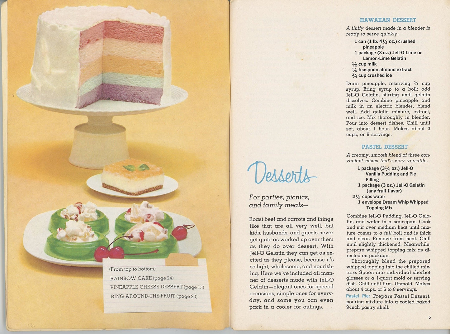 JOYS OF JELL-O Vintage Recipe Booklet Produced by General Foods Circa 1961