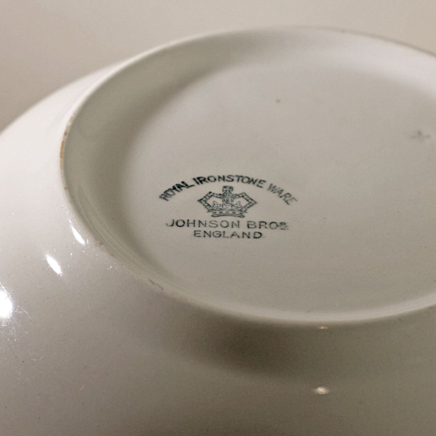 JOHNSON BROS IRONSTONE Antique Shallow Bowl Made in England Circa 1913+