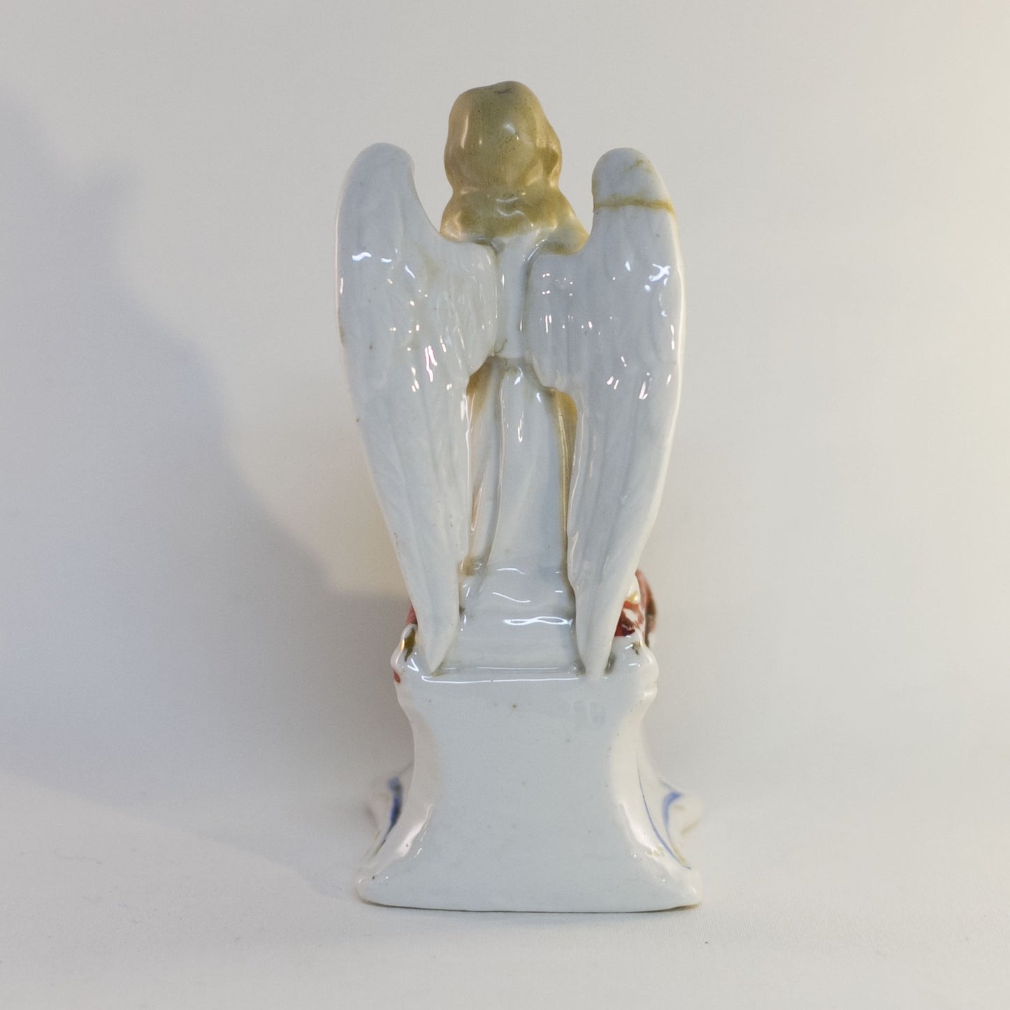 Antique Porcelain PRAYING ANGEL Kneeling in Meditation Figurine Damaged