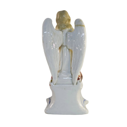 Antique Porcelain PRAYING ANGEL Kneeling in Meditation Figurine Damaged