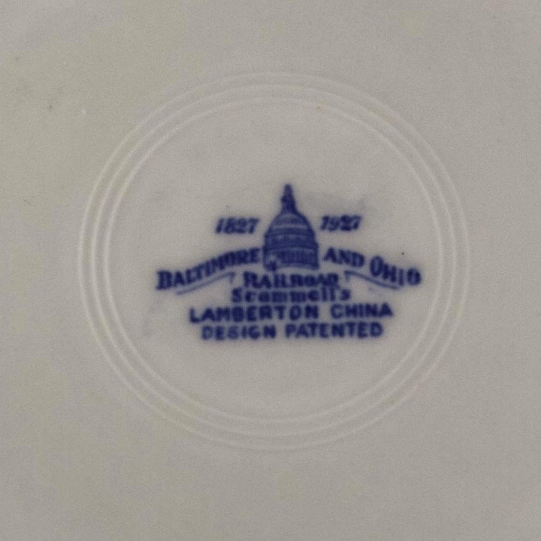 LAMBERTON CHINA RAILROAD CHINA Baltimore & Ohio Centenary Pattern Potomac Valley 