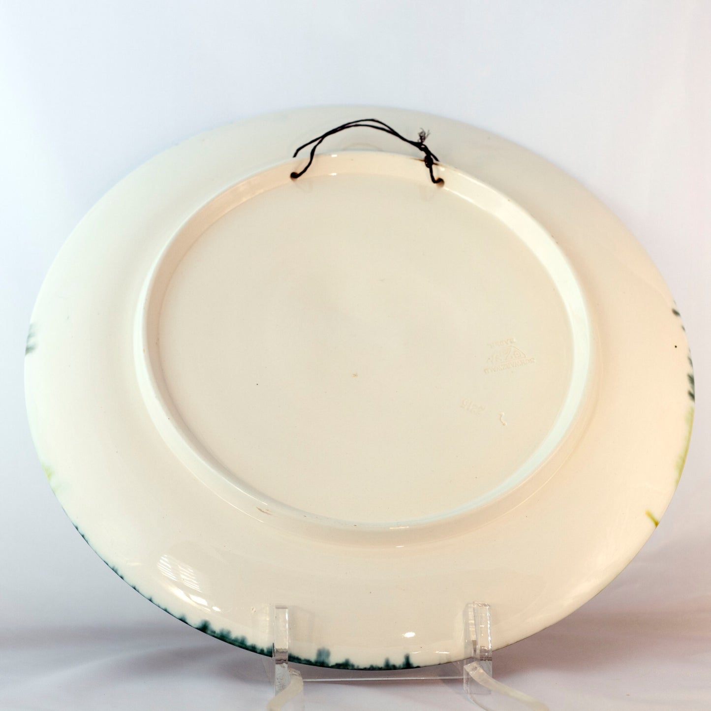 Majolica Style Hand Painted Schwarzwald 13" DECORATOR PLATE Black Forest House Circa 1950s