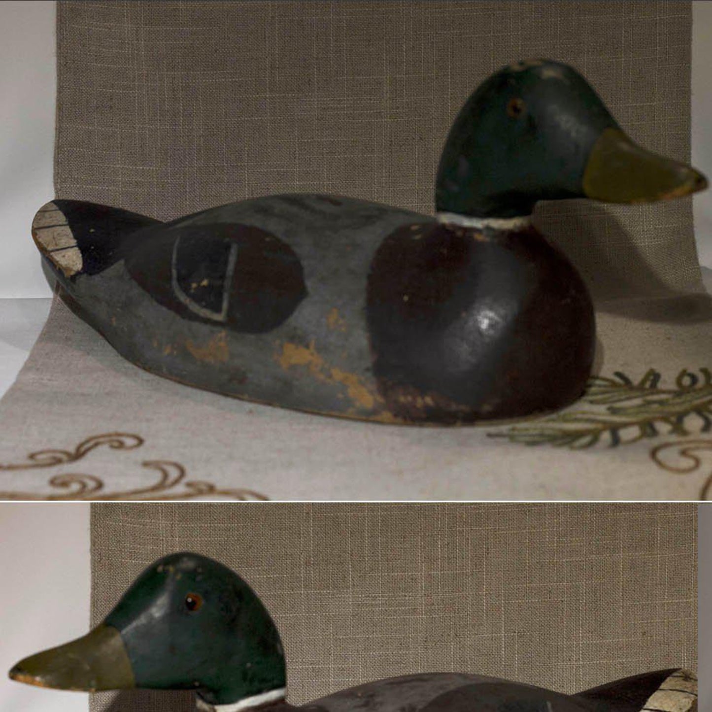 Lathe-Turned WOODEN MALLARD DUCK DECOY Pair Pascagoula Decoy Company Circa 1940s