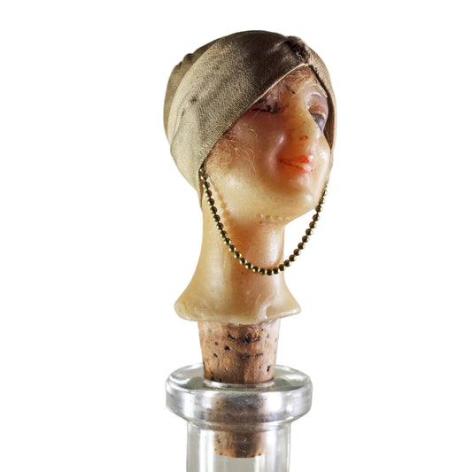 FRENCH MANNEQUIN HEAD Bottle Stopper Art Deco Circa 1920s RARE