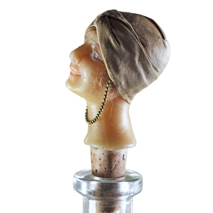 FRENCH MANNEQUIN HEAD Bottle Stopper Art Deco Circa 1920s RARE