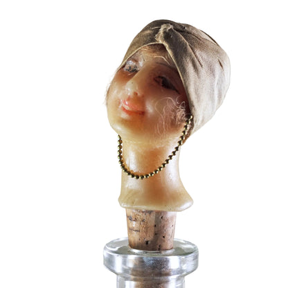 FRENCH MANNEQUIN HEAD Bottle Stopper Art Deco Circa 1920s RARE