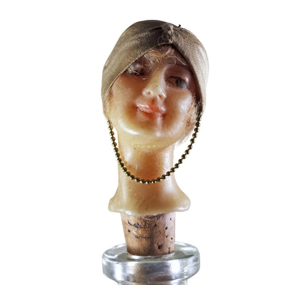 FRENCH MANNEQUIN HEAD Bottle Stopper Art Deco Circa 1920s RARE