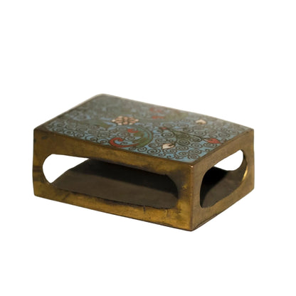 BRASS MATCH SAFE with Cloisonné Enamel Circa 1920s Side