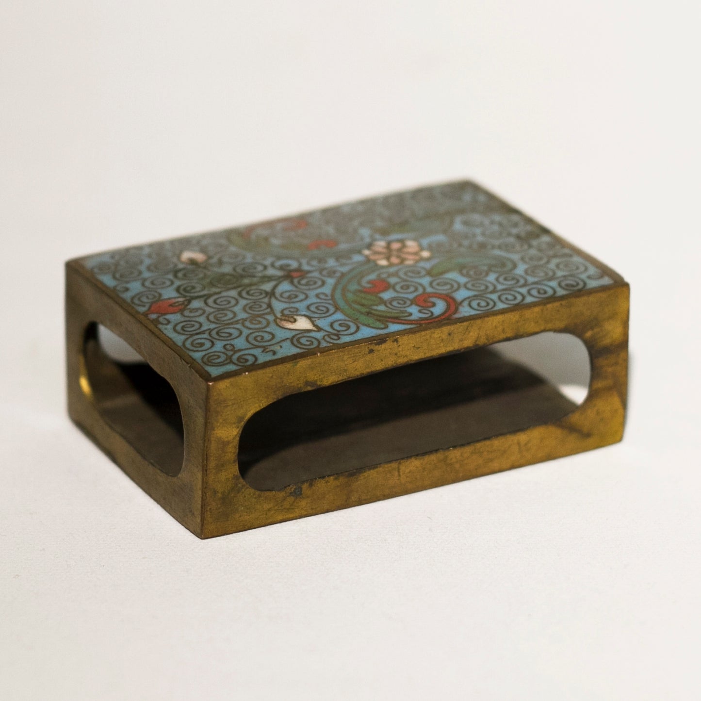 BRASS MATCH SAFE with Cloisonné Enamel Circa 1920s