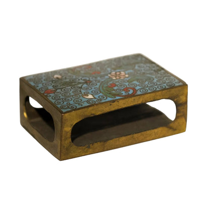 BRASS MATCH SAFE with Cloisonné Enamel Circa 1920s Side 2