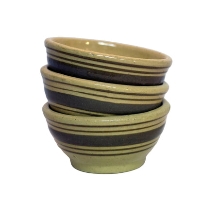 American YELLOWWARE SMALL BANDED BOWLS Set of Three (3) Circa Late 19th to Early 20th Century (1)