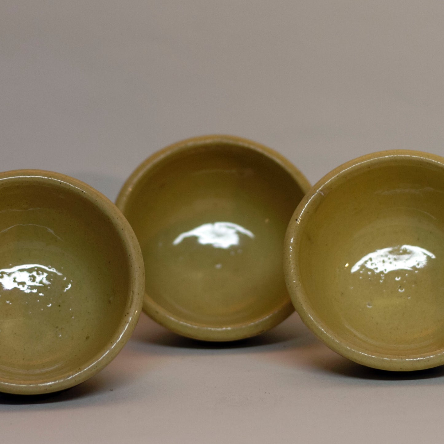 American YELLOWWARE SMALL BANDED BOWLS Set of Three (3) Circa Late 19th to Early 20th Century