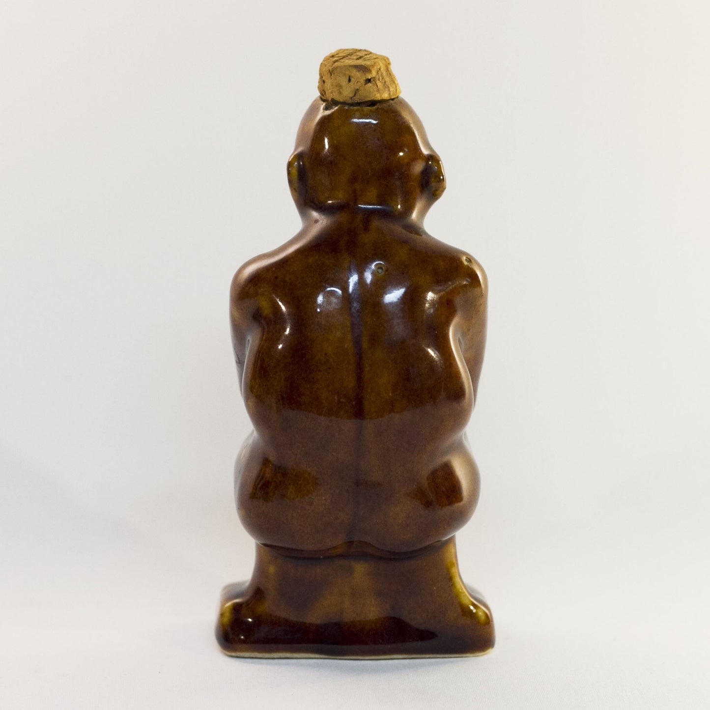 Early ART POTTERY Brown Glazed Bottle SITTING or THINKING MONKEY