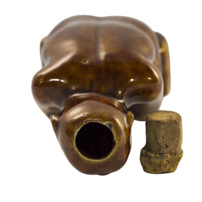 Early ART POTTERY Brown Glazed Bottle SITTING or THINKING MONKEY