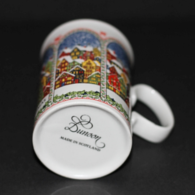 DUNOON SUE SCULLARD Bone China Mug Snowy Christmas Village