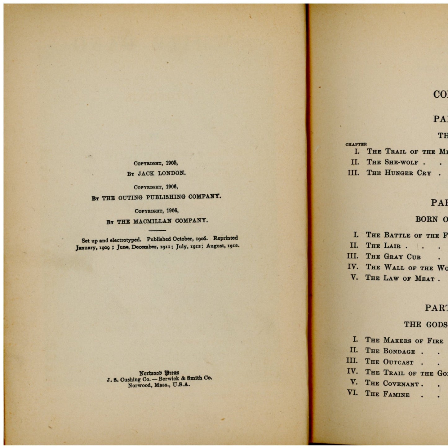 WHITE FANG by Jack London Published by The Macmillan Company 1912 ©1906