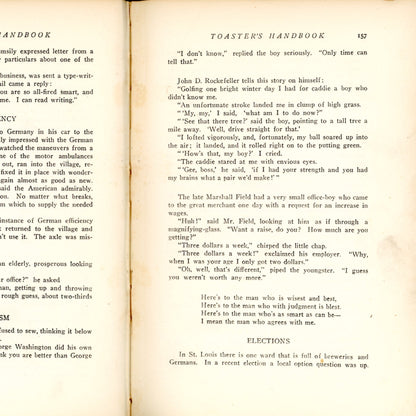 TOASTER'S HANDBOOK: Jokes, Stories & Quotations 1923 ©1916