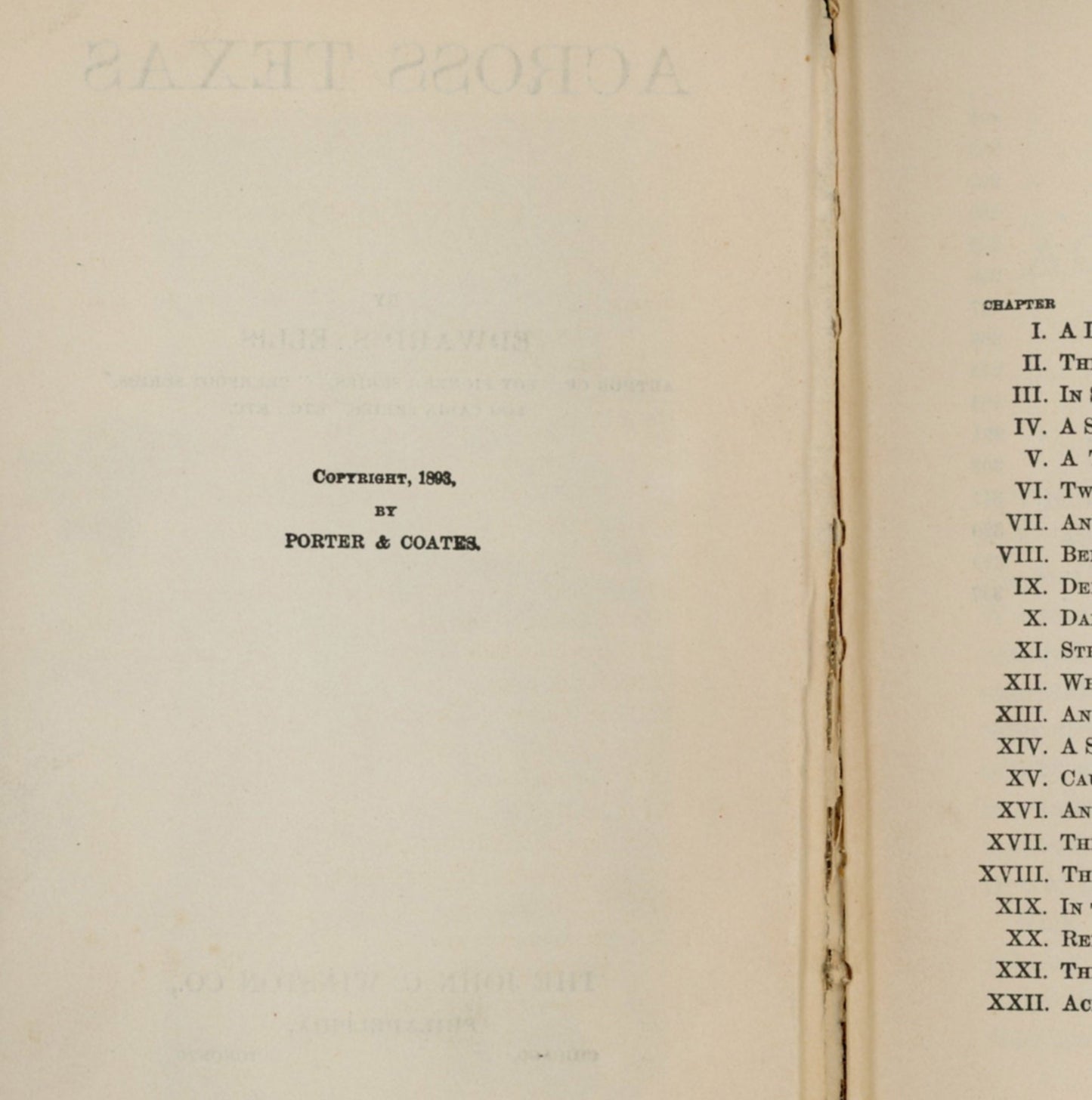 ACROSS TEXAS by Edward S. Ellis Published by Porter & Coates ©1893