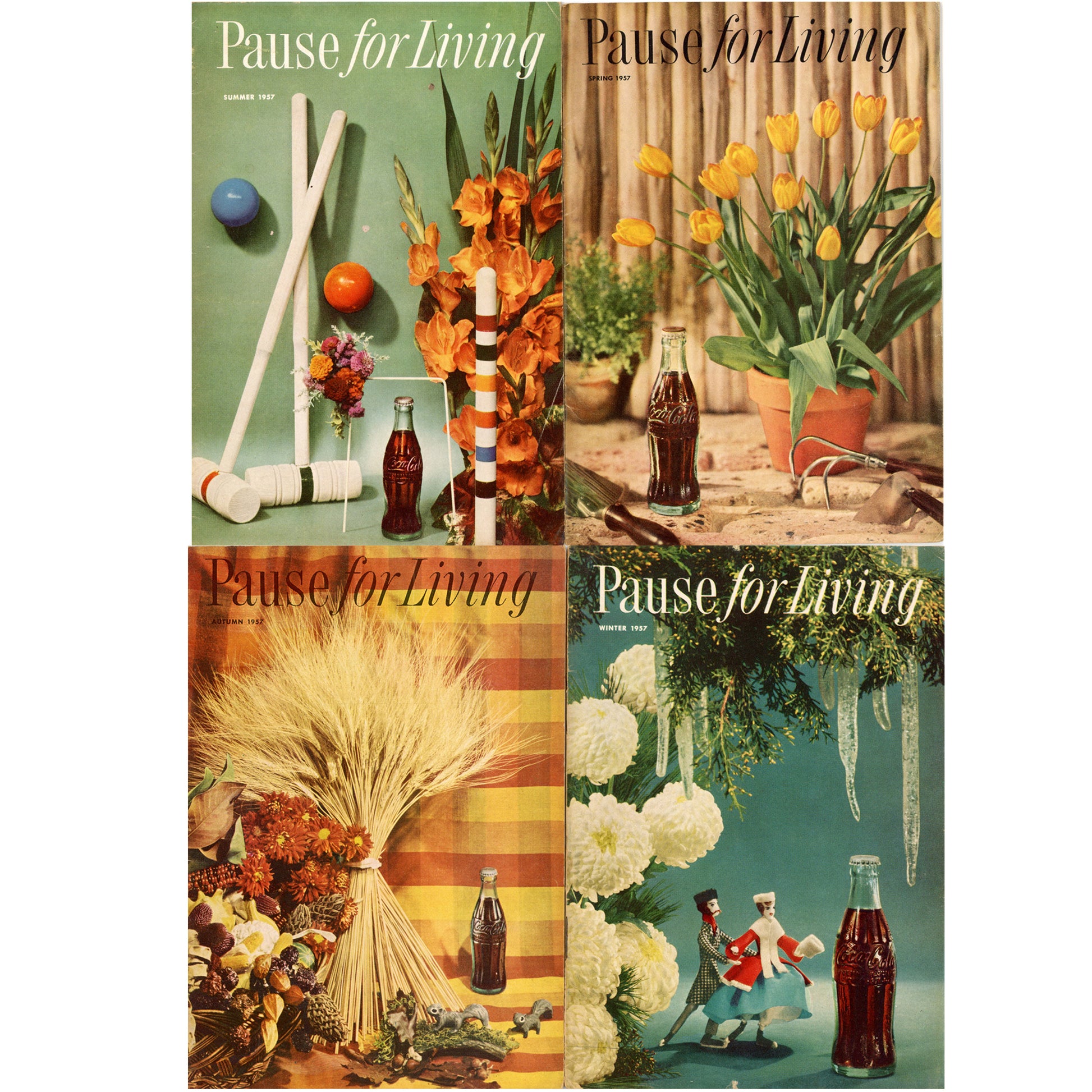 PAUSE FOR LIVING Seasonal Entertaining Booklets by Coca Cola Full Set from 1957