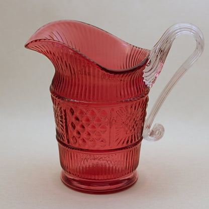 FENTON CRANBERRY GLASS Adams Rib Quilt Block Pitcher