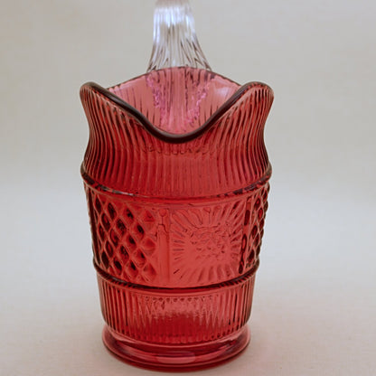 FENTON CRANBERRY GLASS Adams Rib Quilt Block Pitcher