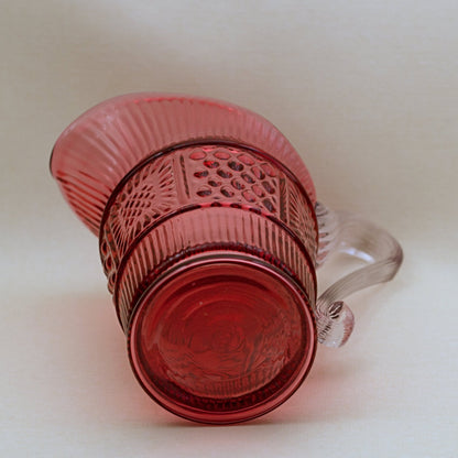 FENTON CRANBERRY GLASS Adams Rib Quilt Block Pitcher