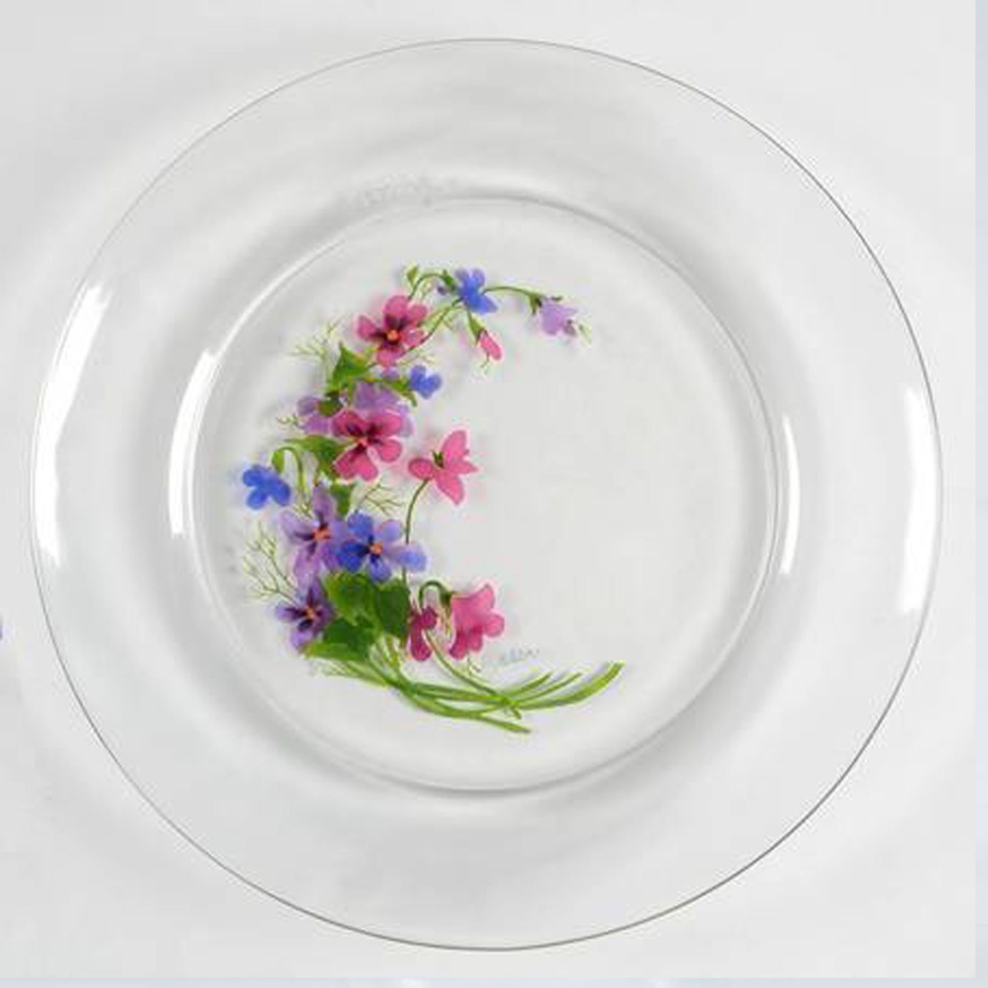 WILD VIOLETS COLLECTION By Avon Hand Painted Crystal Salad Plate Made in France 22K Gold