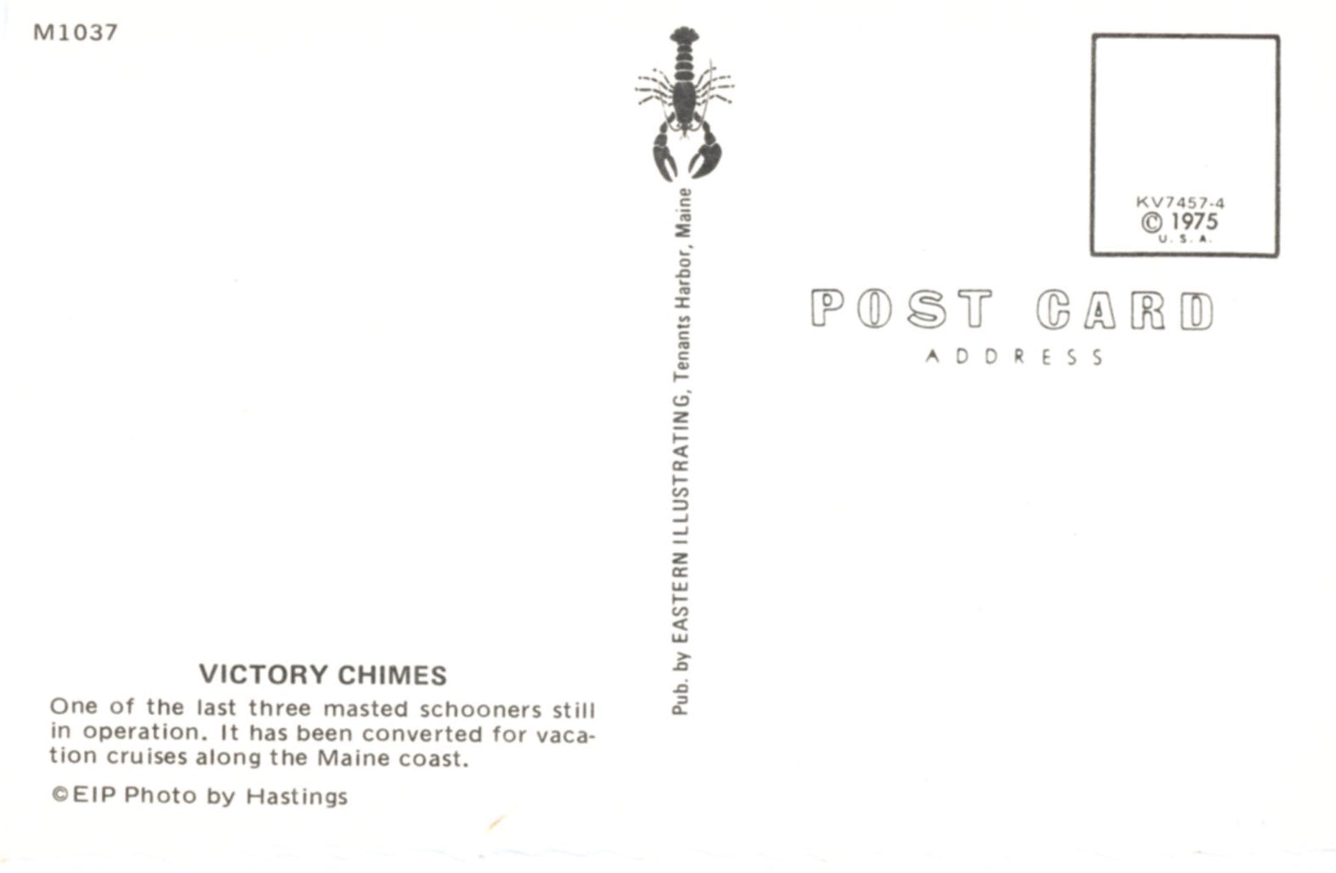 Victory Chimes Schooner, MAINE COAST Vintage Postcard ©1970's