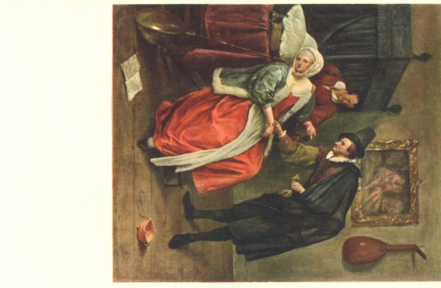 Vintage souvenir postcard from the Taft Museum located in Cincinnati, Ohio. Depicts the painting, "A Physician Visiting a Sick Girl" by Jan Steen (1626? - 1679)