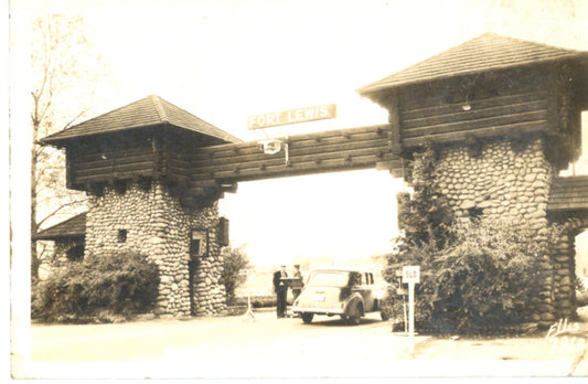 Fort Lewis Army Base Main Gate TACOMA WASHINGTON Vintage Real Photo Postcard