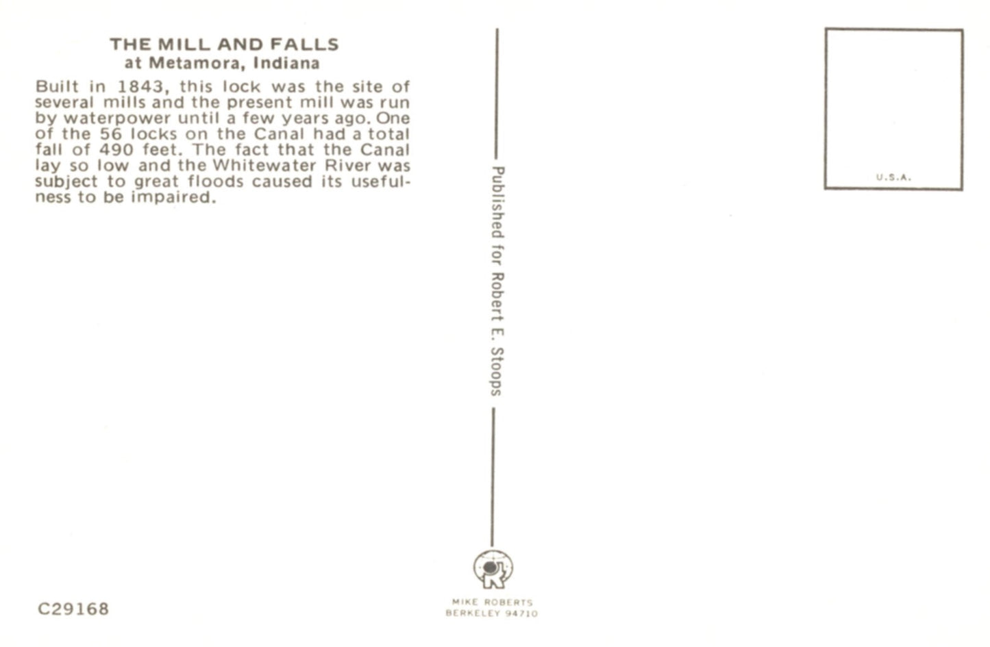 The Mill and Falls METAMORA INDIANA Vintage Postcard